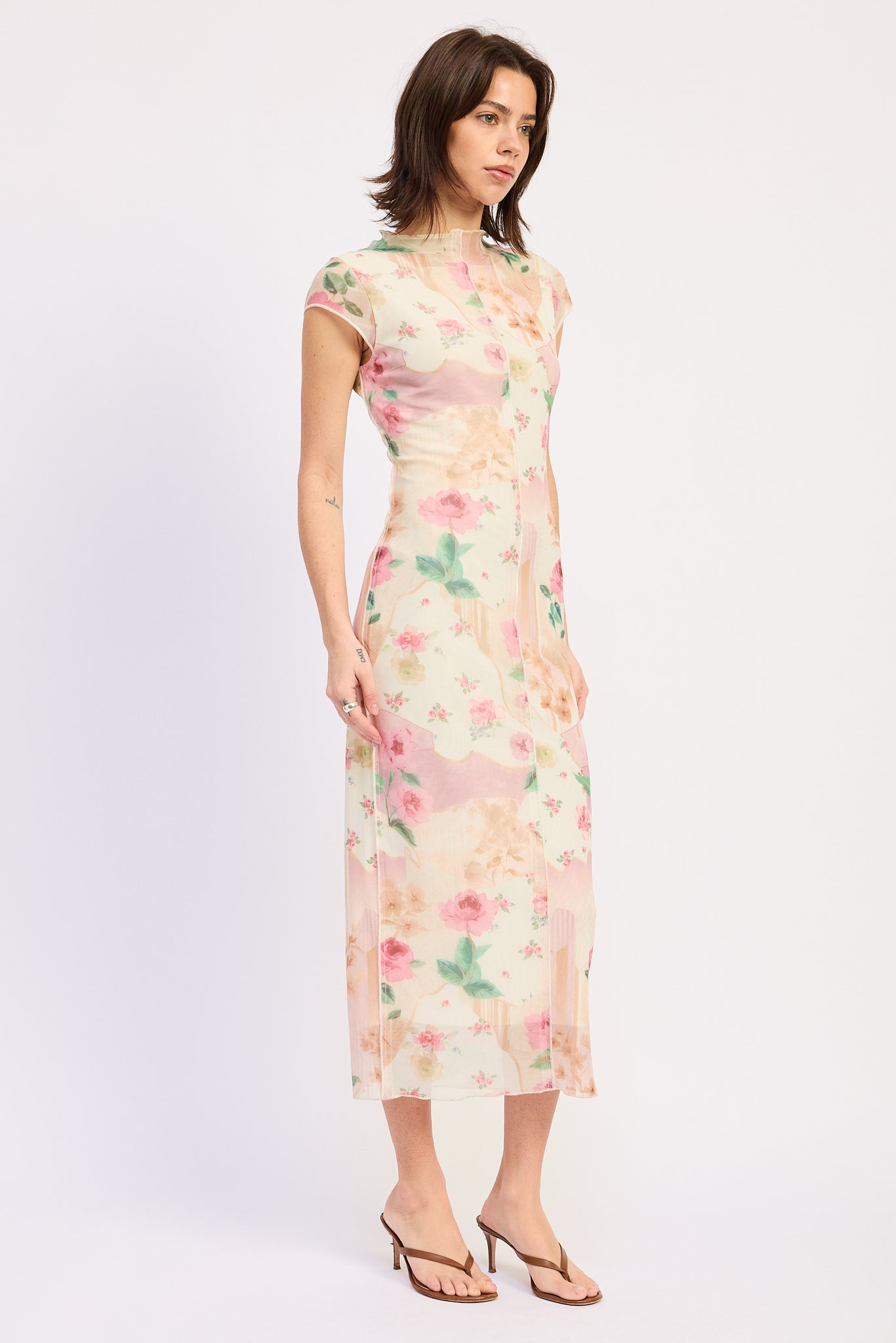 Emory Park Julie Midi Dress in Ivory Rose Pink view 2