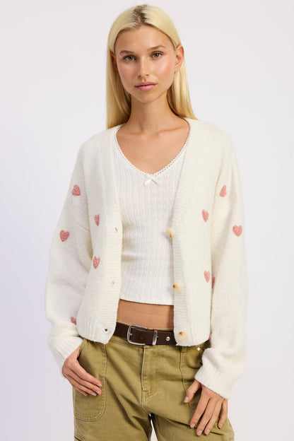 Emory Park Juliette Cardigan in Ivory Pink view 5 - Juliette Cardigan Free People (top)