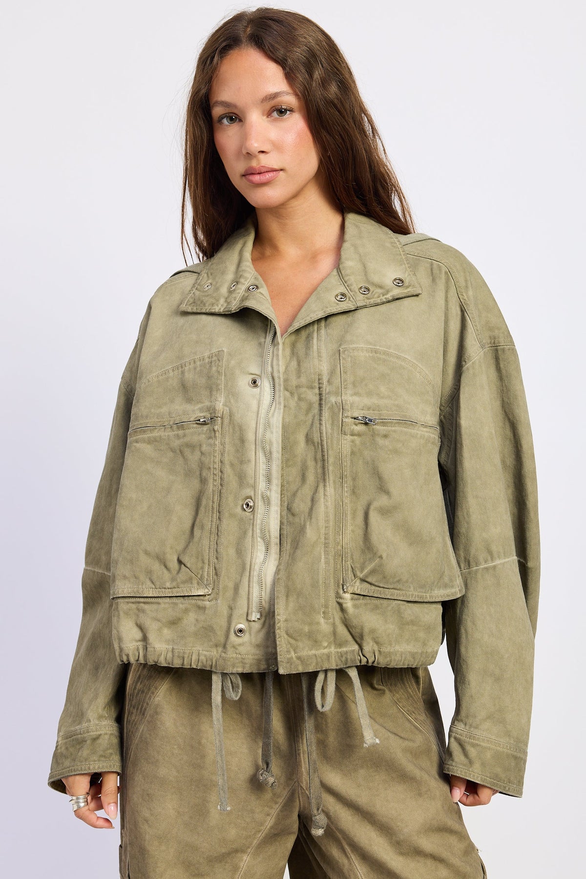 Emory Park Kaela Jacket in Washed Khaki - Keela Jacket (layer)