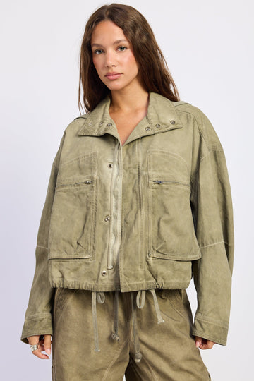 Emory Park Kaela Jacket in Washed Khaki - Keela Jacket (layer)