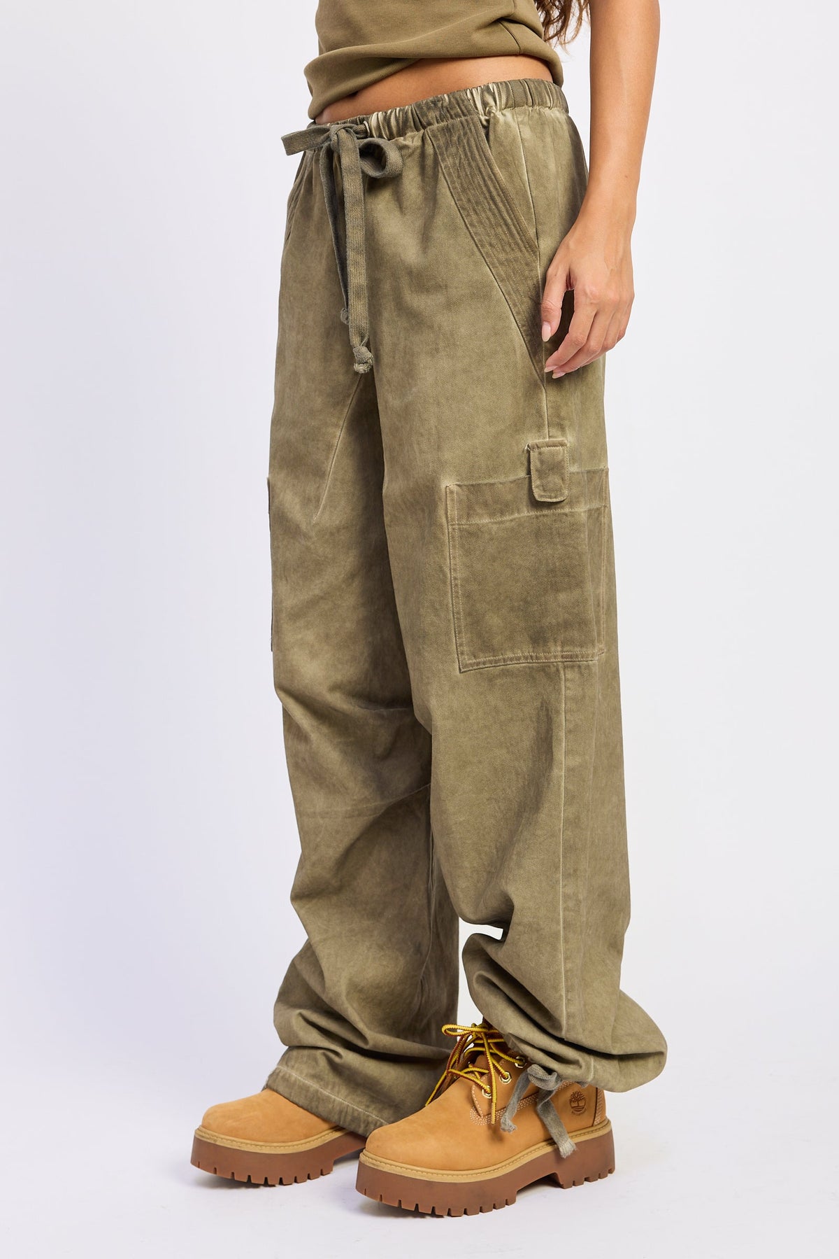 Emory Park Kaela Pants in Washed Khaki view 3 (bottom)