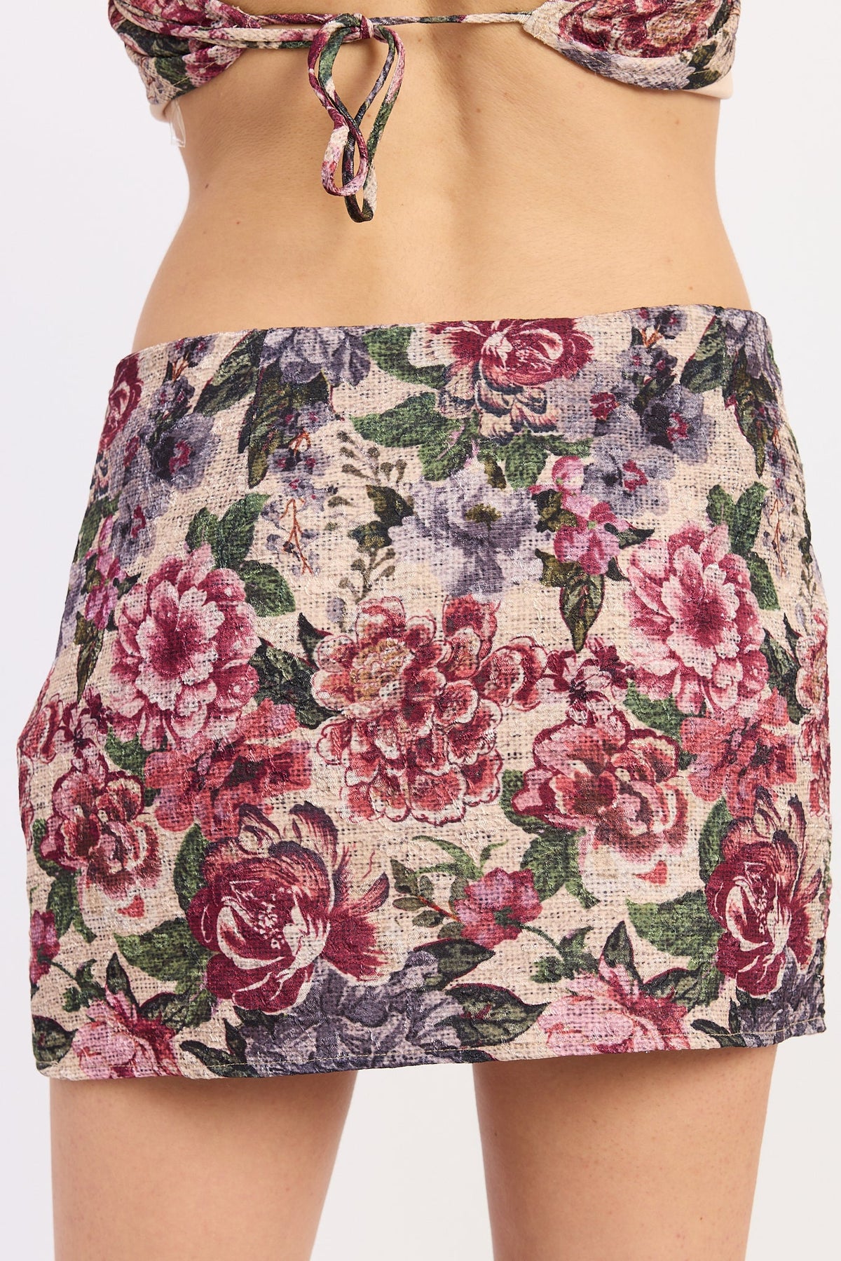 Emory Park Karissa Mini Skirt in Flower Jacquard view 3 - Karissa Mini Skirt In White More To Come (dress)