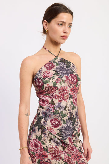 Emory Park Karissa Top in Flower Jacquard view 2 - Karissa Top Reformation