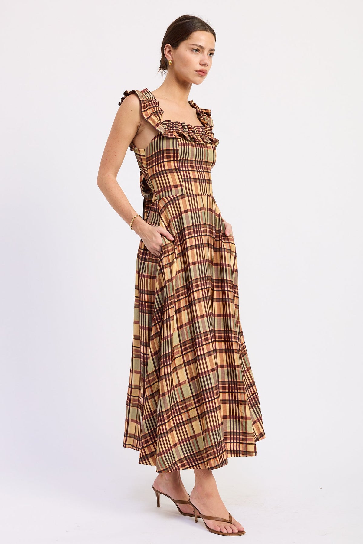 Emory Park Kathleen Midi Dress in Almond view 2 - Kate Midi Dress