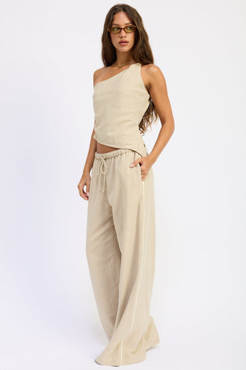 Emory Park Keira Pants in Cream Blue Stripe view 2 - Keira Pants Brandy Melville (bottom)