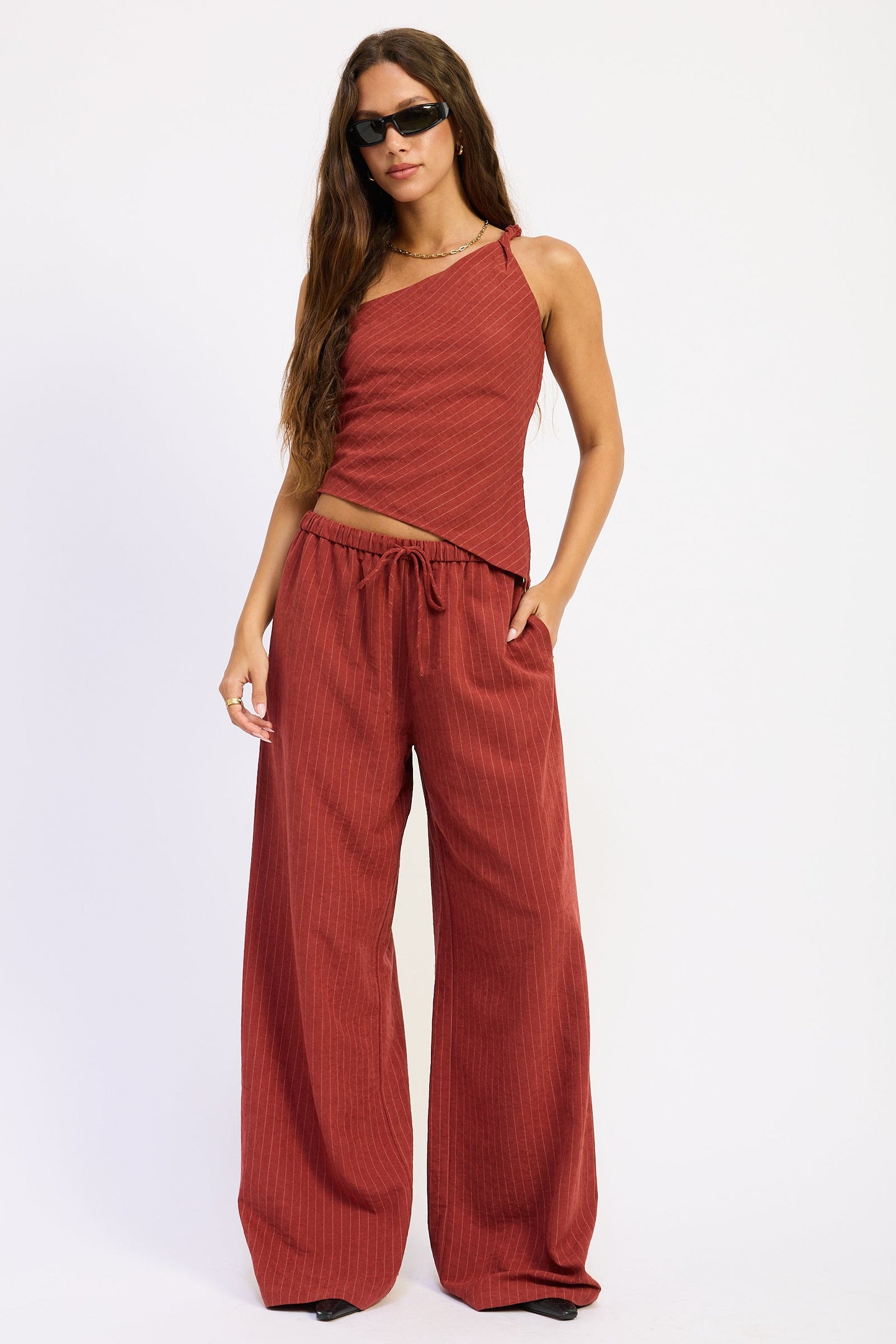 Emory Park Keira Pants in Grey Blue Stripe view 4 - Keira Pants Brandy Melville (bottom)