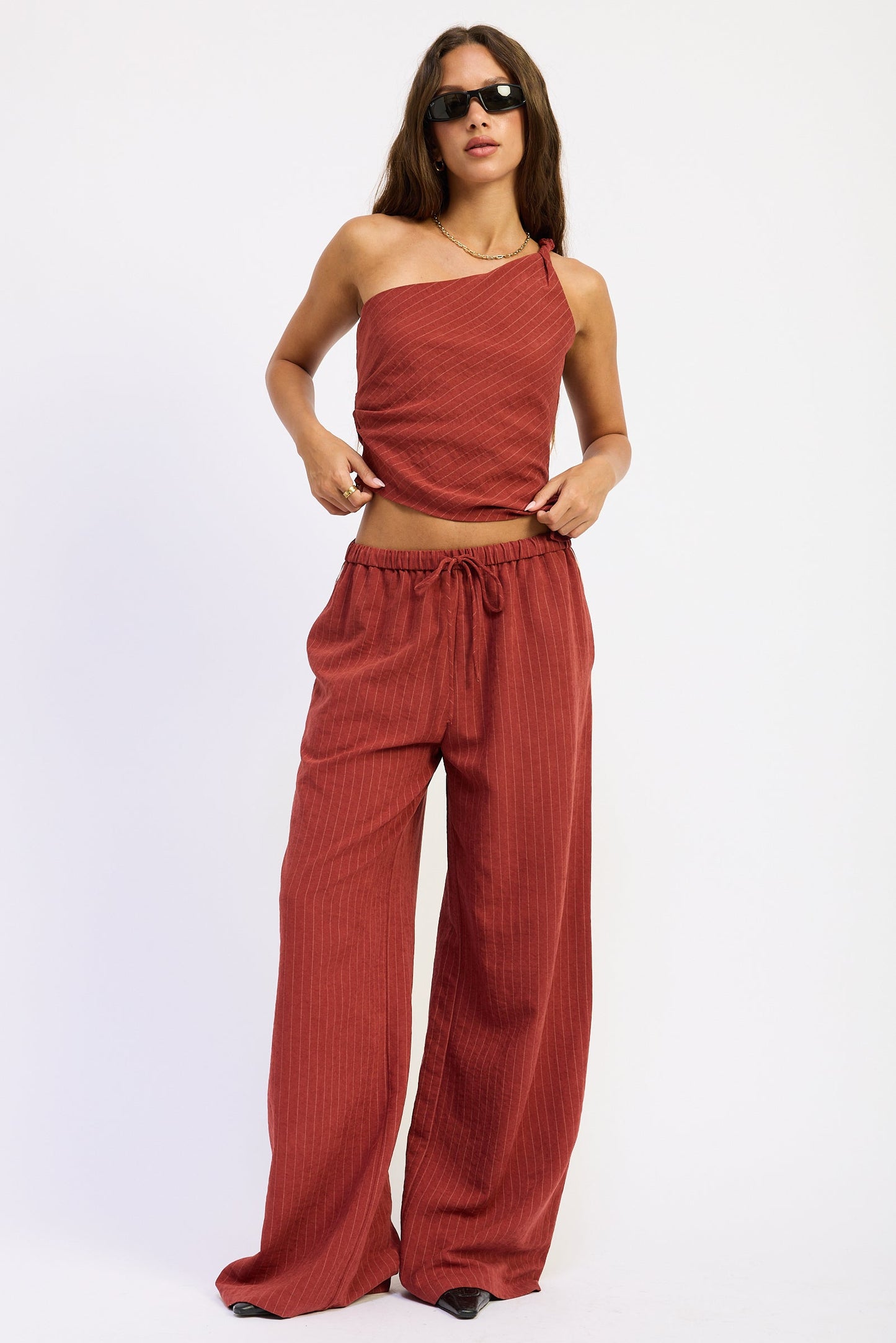 Emory Park Keira Top in Burgundy Ivory Stripe view 8