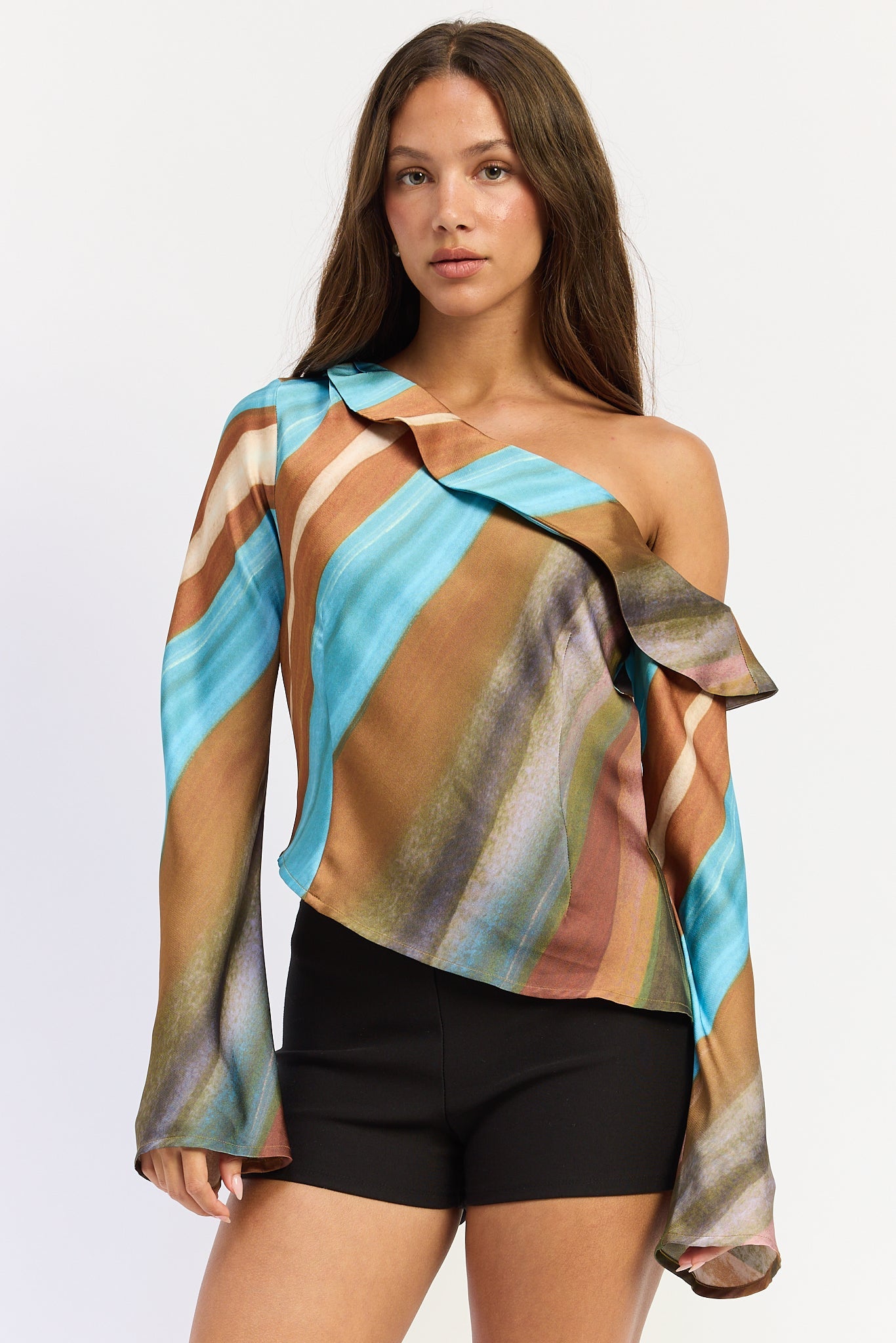 Emory Park Kiara Top in Brown Multi - Kiara Topstep