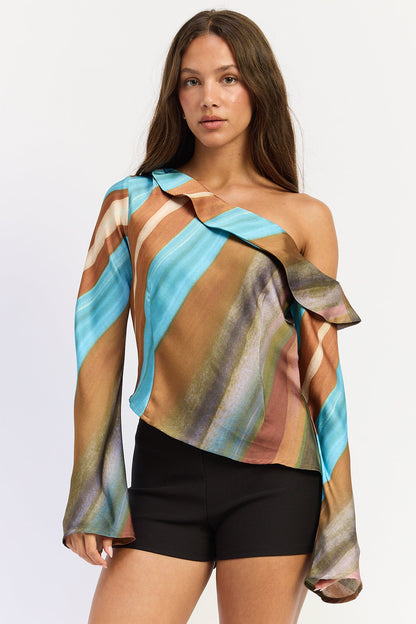 Emory Park Kiara Top in Brown Multi - Kiara Topstep