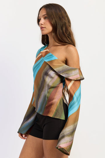 Emory Park Kiara Top in Brown Multi view 2 - Kiara Topstep