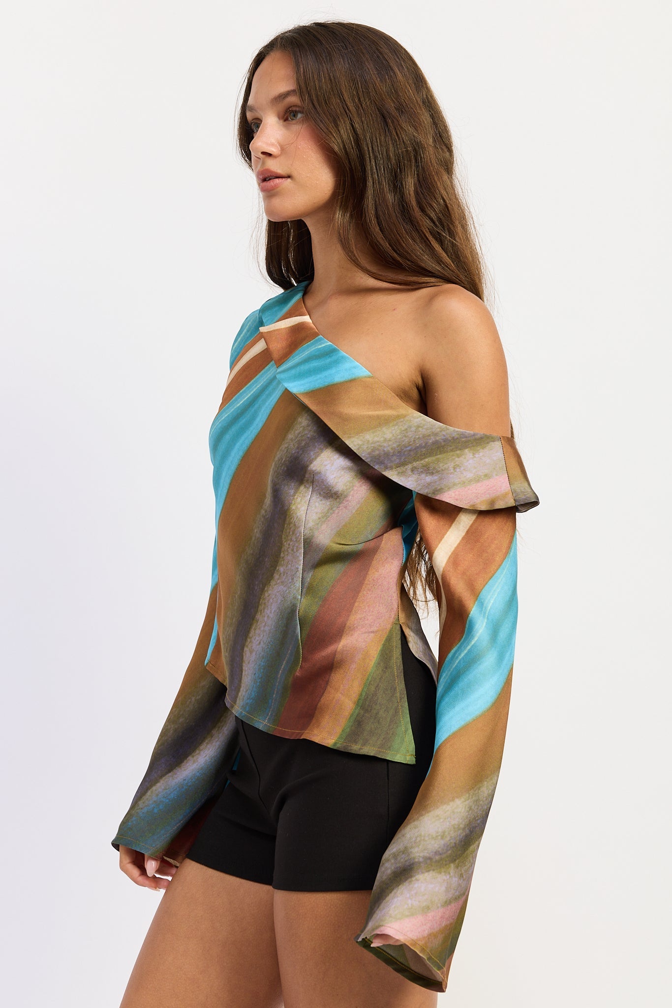 Emory Park Kiara Top in Brown Multi view 2 - Kiara Topstep