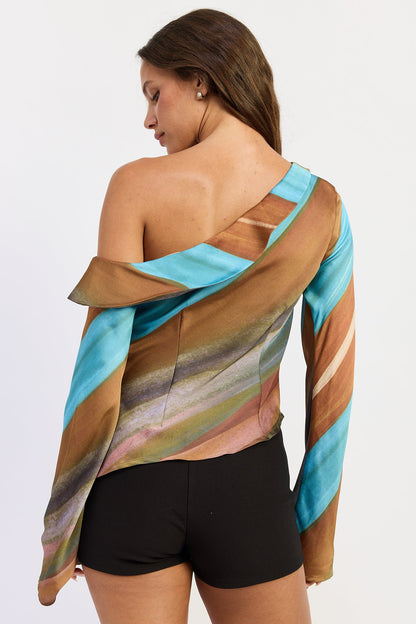 Emory Park Kiara Top in Brown Multi view 3 - Kiara Topstep