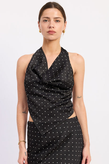 Emory Park Lacey Halter Top in Black Ivory Polka - Lace Halter Top (dress)