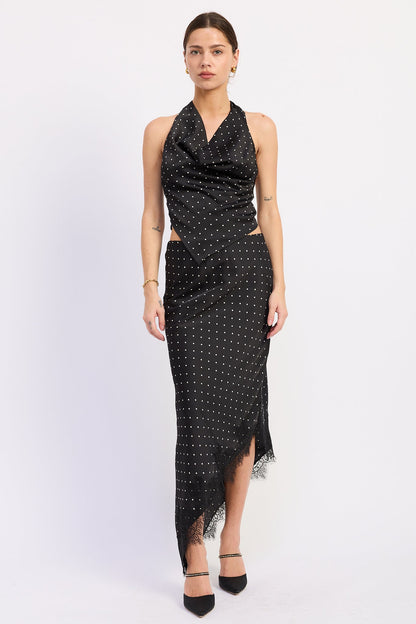 Emory Park Lacey Midi Skirt in Black Ivory Polka - Lace Midi Skirt (dress)