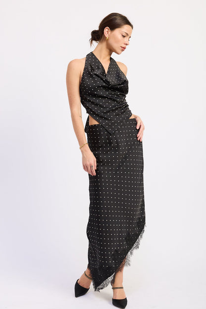 Emory Park Lacey Midi Skirt in Black Ivory Polka view 2 - Lace Midi Skirt (dress)