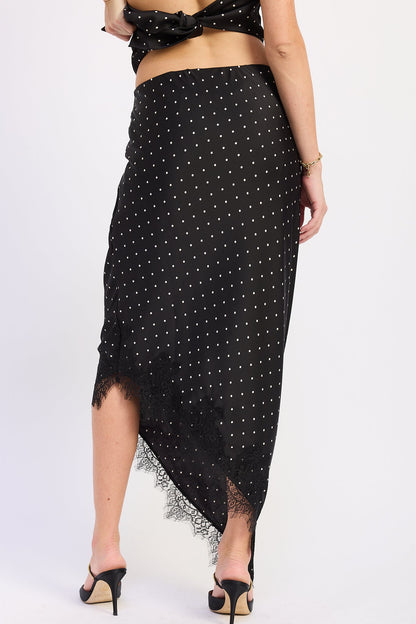 Emory Park Lacey Midi Skirt in Black Ivory Polka view 3 - Lace Midi Skirt (dress)