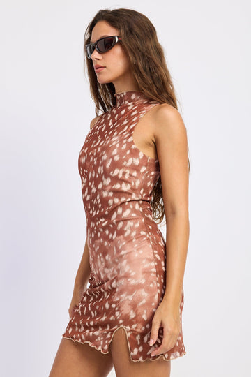 Emory Park Larissa Mini Dress in Brown view 2 - Larissa Mini Dress.Outcast