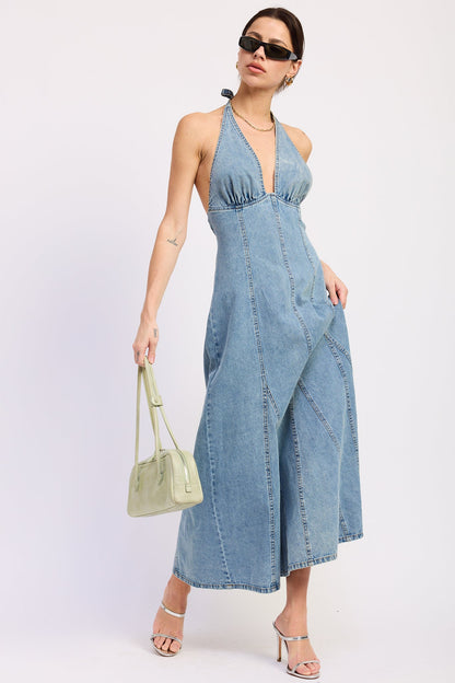 Emory Park Laurel Halter Denim Midi Dress view 4 - Lauren Halter Dress