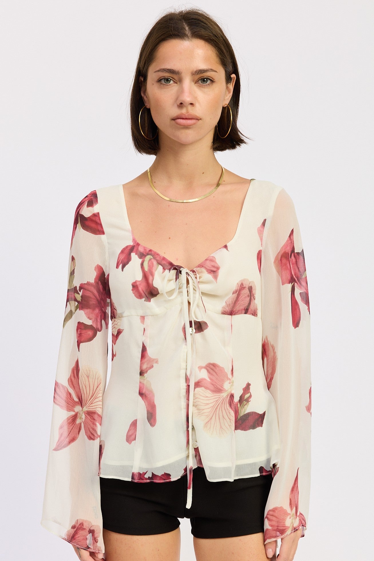 Emory Park Liliosa Blouse in Ivory Red (top)