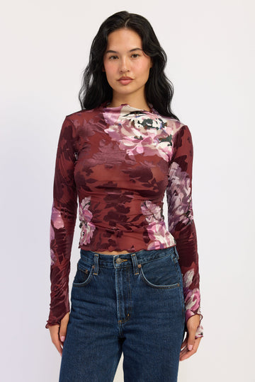 Emory Park Lilith Mesh Top in Burgundy Purple - Lilith Tattoo Ideas