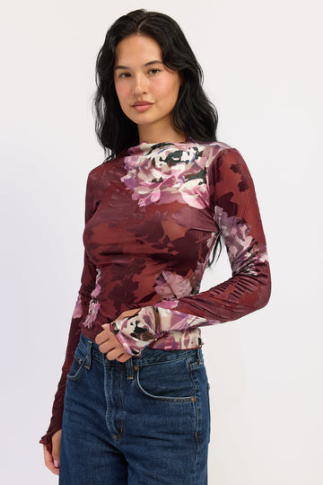 Emory Park Lilith Mesh Top in Burgundy Purple view 2 - Lilith Tattoo Ideas