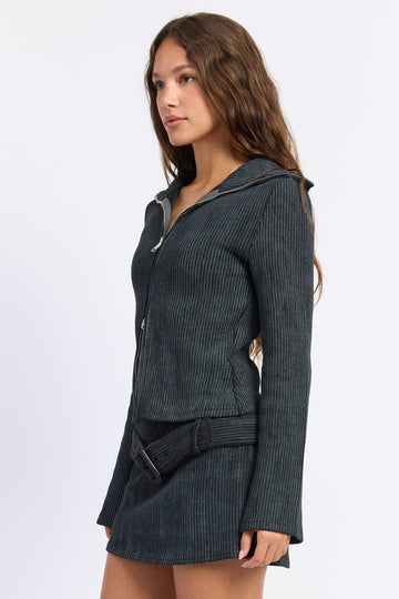 Emory Park Liora Cardigan Top in Dark Grey view 2 - Liora Cardigan Pattern
