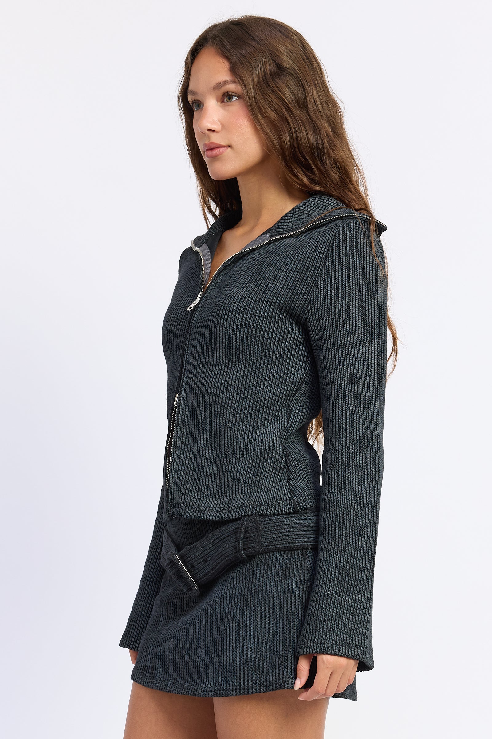 Emory Park Liora Cardigan Top in Dark Grey view 2 - Liora Cardigan Pattern