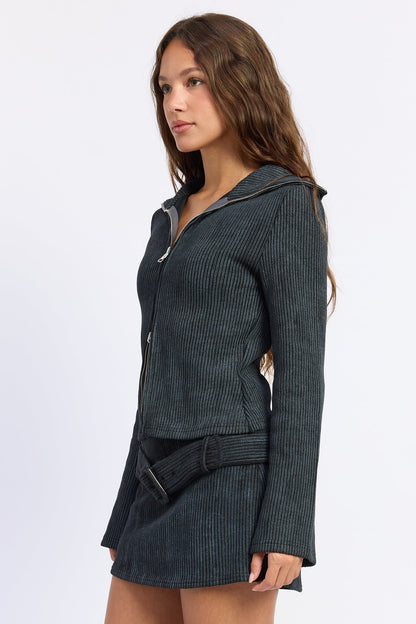 Emory Park Liora Cardigan Top in Dark Grey view 2 - Liora Cardigan Pattern