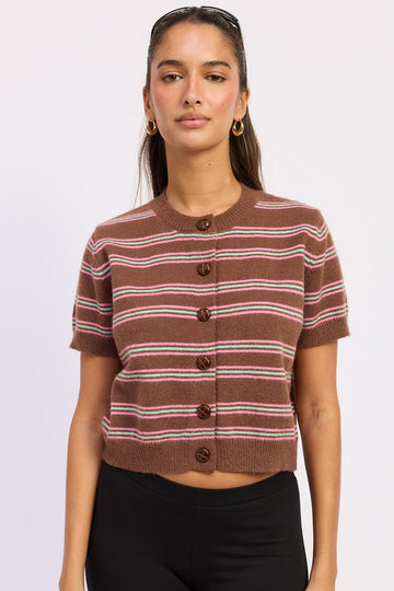 Emory Park Lola Cradigan in Brown Combo - Lola Cardigan (top)