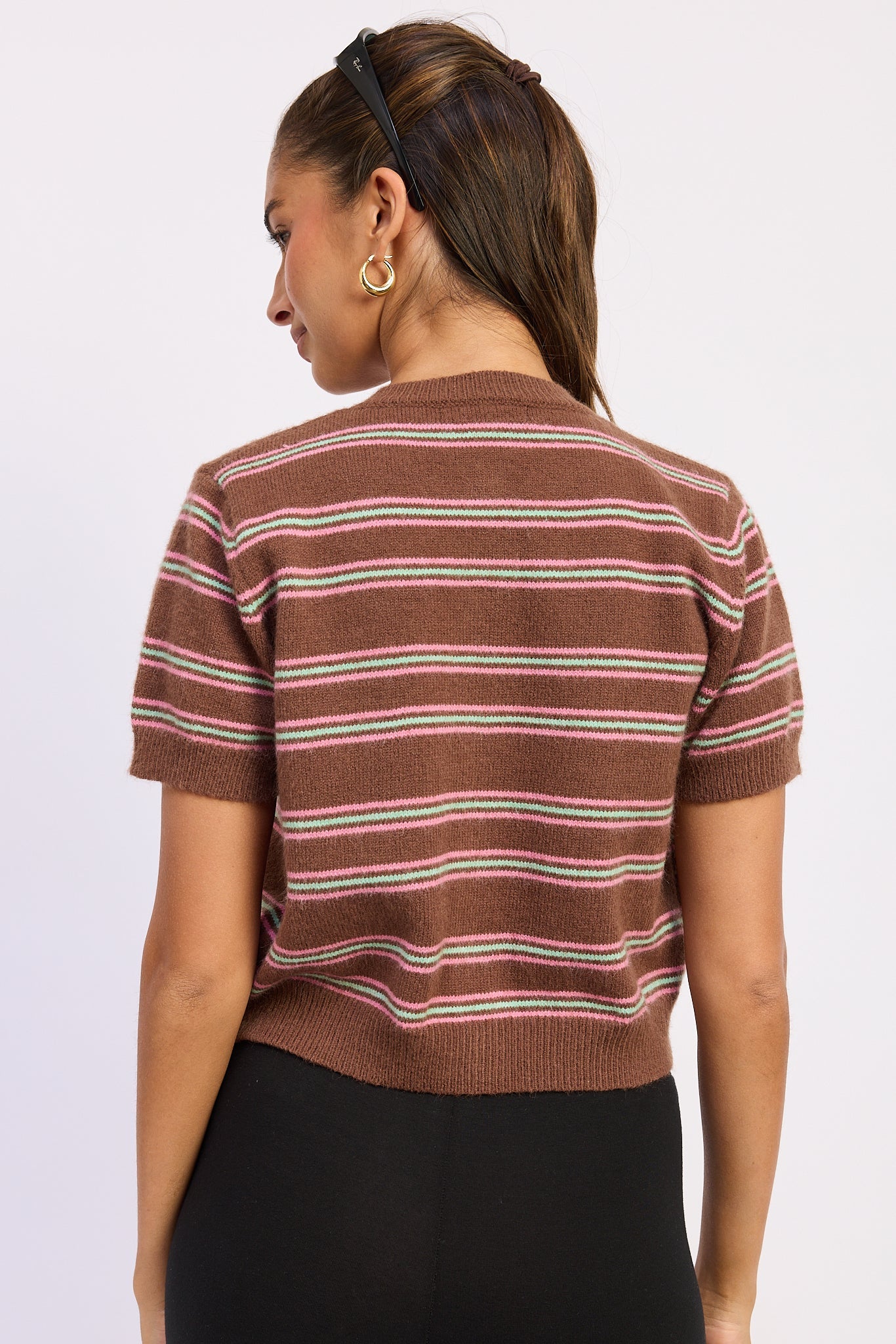 Emory Park Lola Cradigan in Brown Combo view 3 - Lola Cardigan (top)