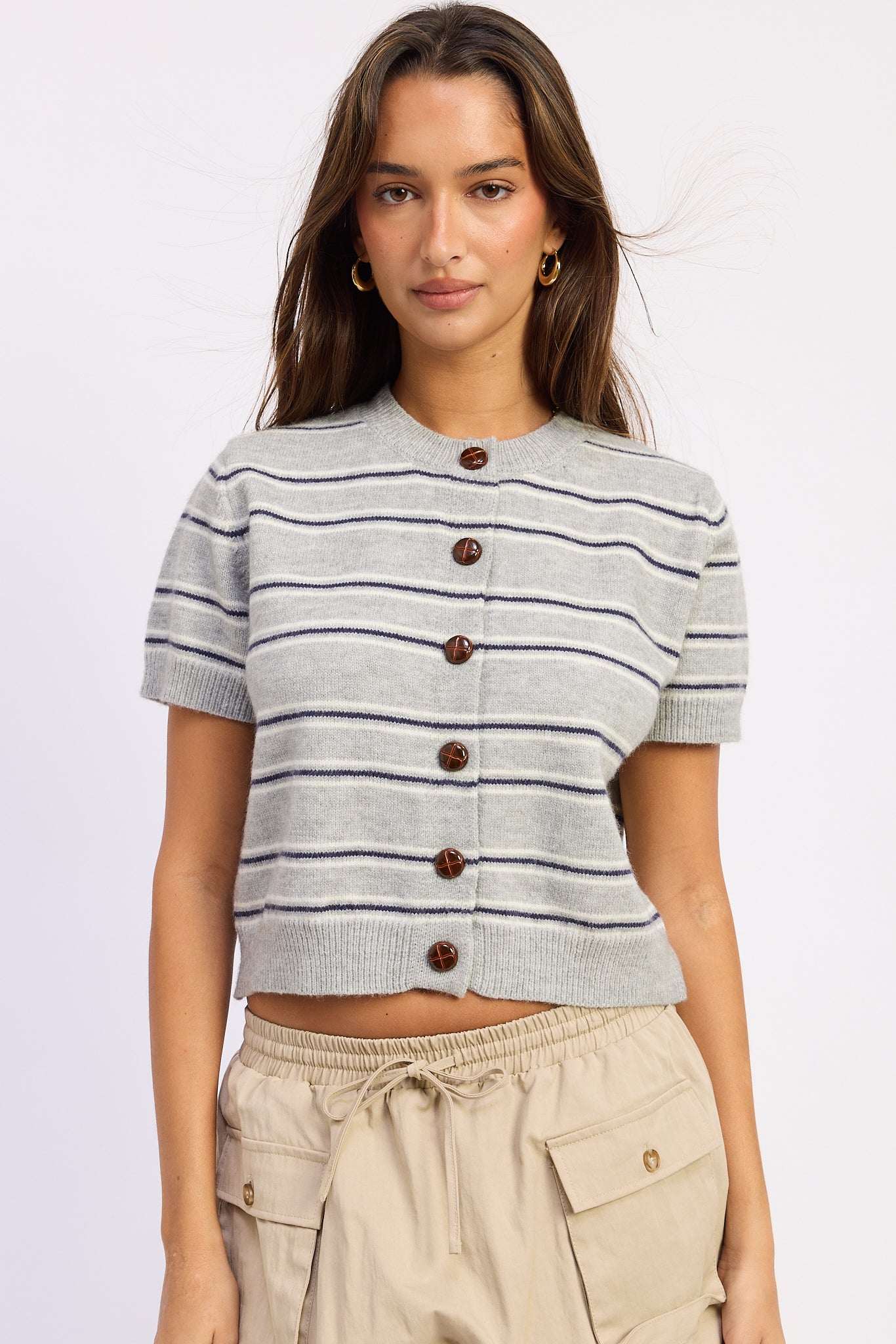 Emory Park Lola Cradigan in Heather Grey Combo view 5 - Lola Cardigan (top)