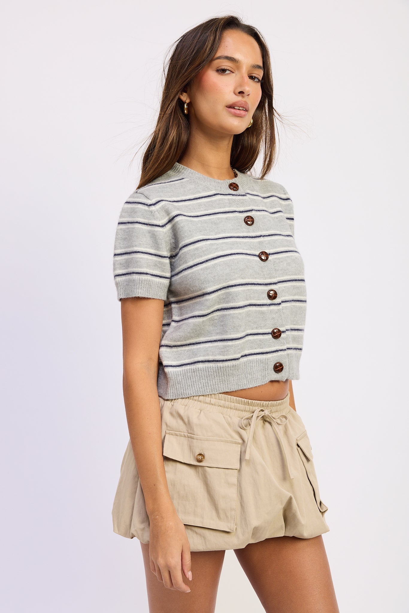 Emory Park Lola Cradigan in Heather Grey Combo view 6 - Lola Cardigan (top)