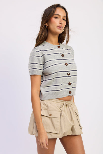 Emory Park Lola Cradigan in Heather Grey Combo view 6 - Lola Cardigan (top)