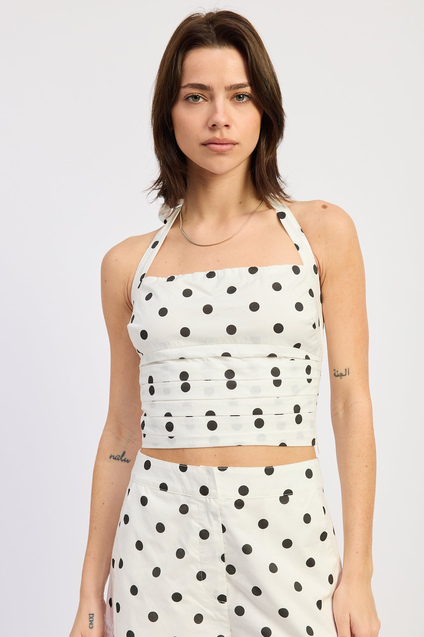 Emory Park Lola Top in Off White Black Polka Dot view 4 - Lola Tops