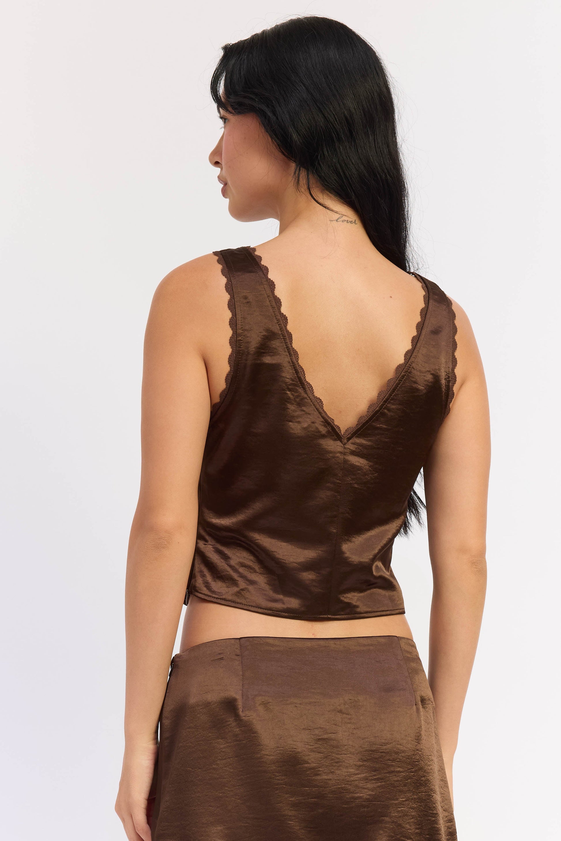 Emory Park Loretta Cami Top in Dark Chocolate view 3