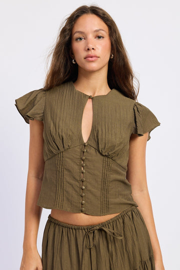 Emory Park Lumina Blouse in Olive - Lumina Blouses (top)