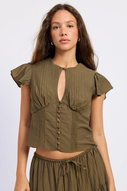 Emory Park Lumina Blouse in Olive - Lumina Blouses (top)