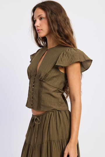 Emory Park Lumina Blouse in Olive view 2 - Lumina Blouses (top)