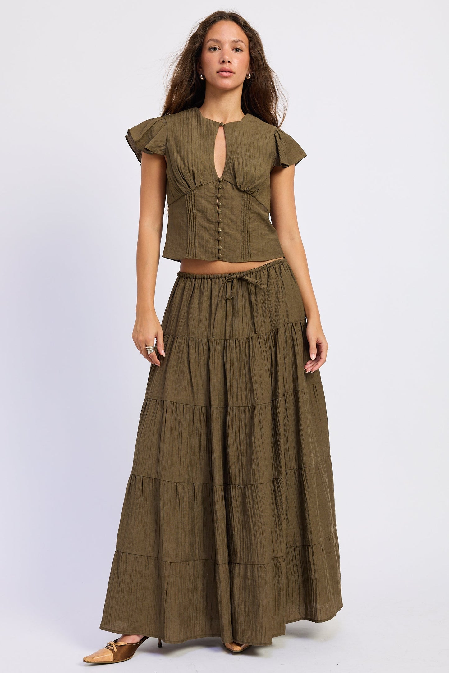 Emory Park Lumina Maxi Skirt in Olive - Lumina Maxi Dress