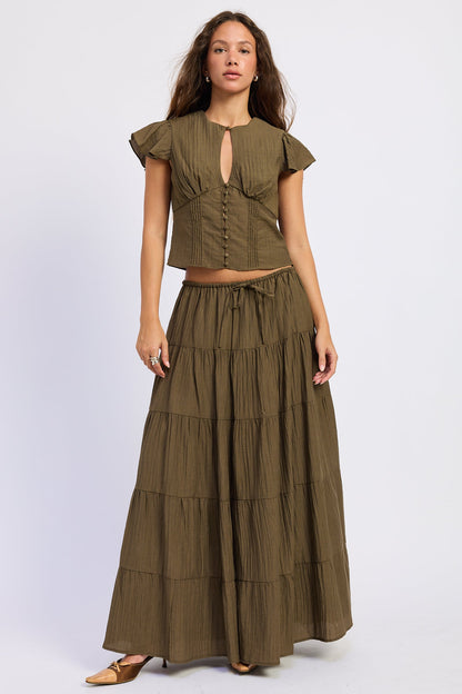 Emory Park Lumina Maxi Skirt in Olive - Lumina Maxi Dress