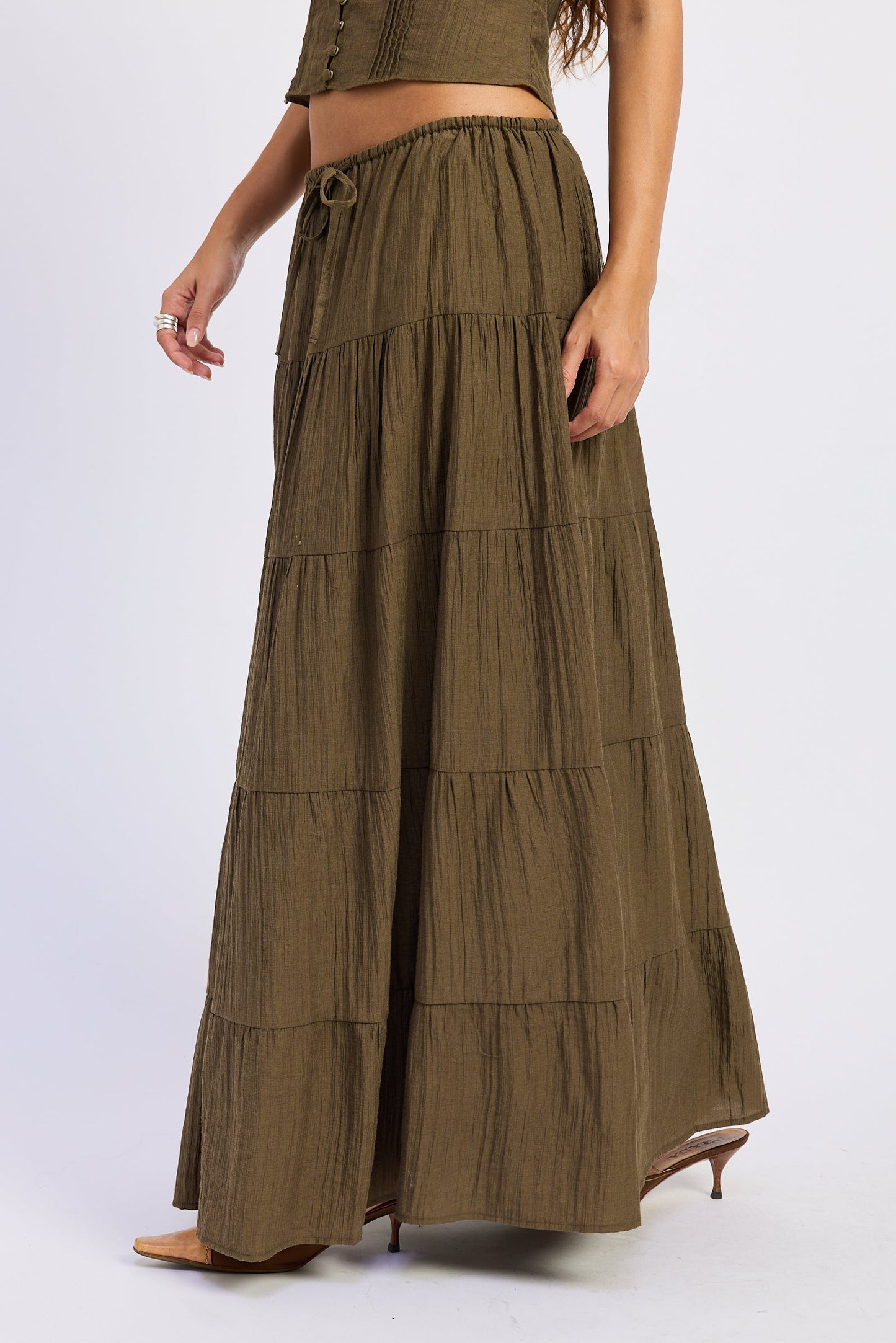 Emory Park Lumina Maxi Skirt in Olive view 2 - Lumina Maxi Dress