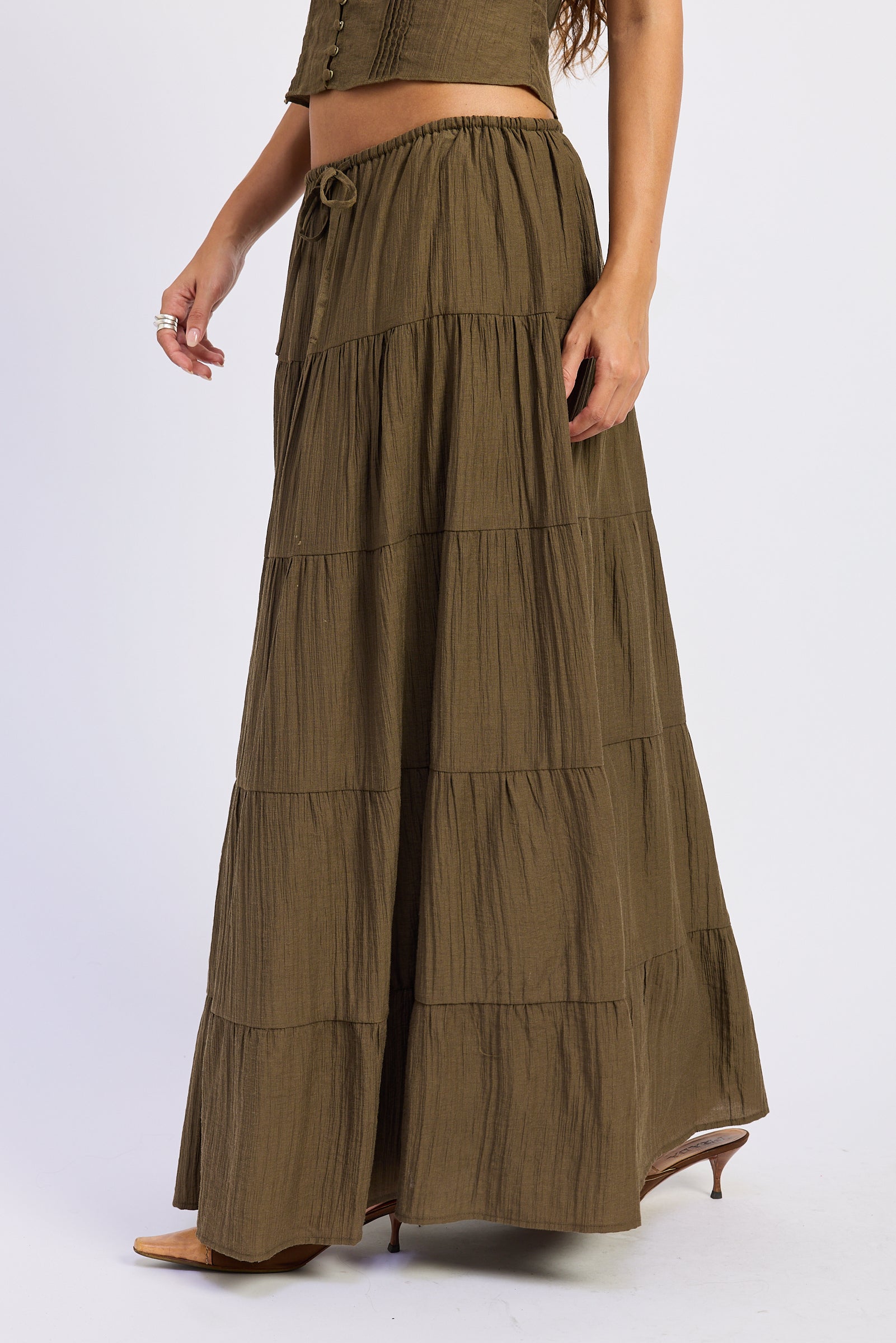 Emory Park Lumina Maxi Skirt in Olive view 2 - Lumina Maxi Dress