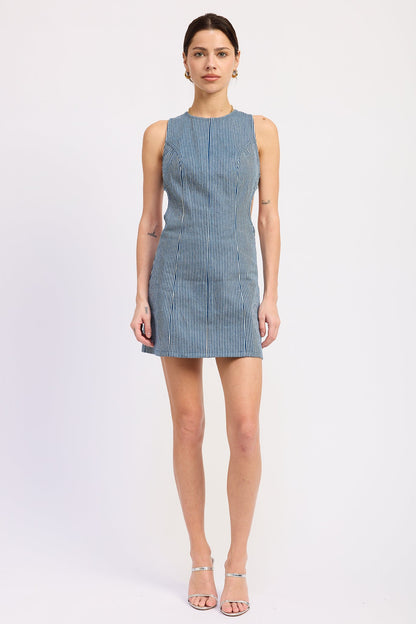 Emory Park Mabel Mini Dress in Blue Denim - Mabel Mini Dress Eddy