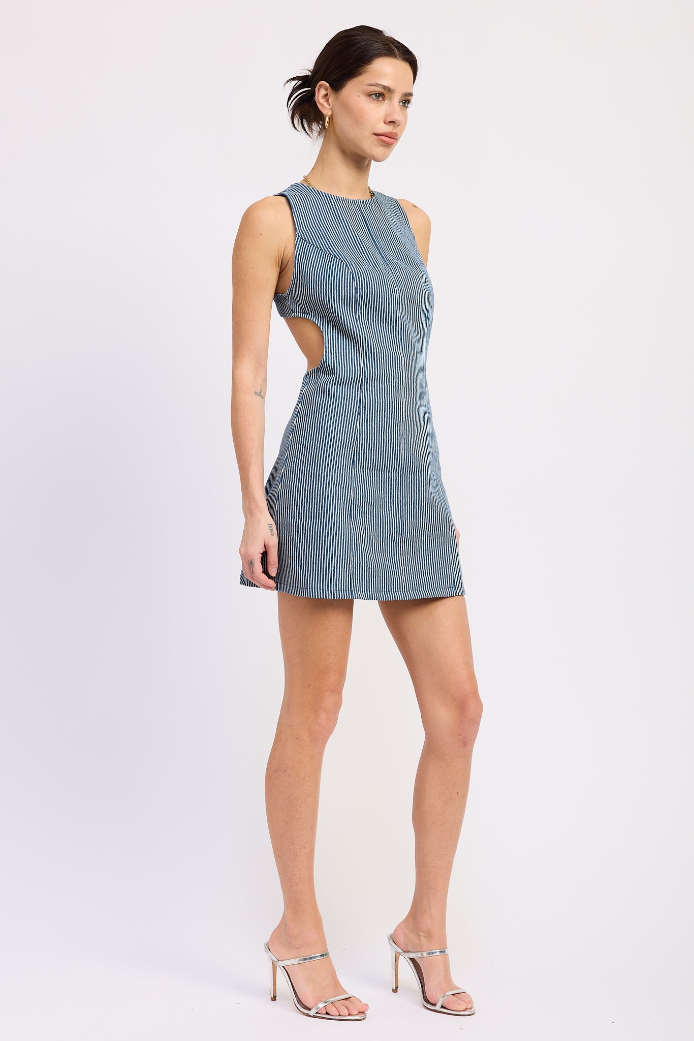 Emory Park Mabel Mini Dress in Blue Denim view 2 - Mabel Mini Dress Eddy