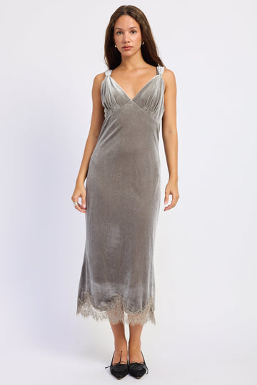 Emory Park Maeve Midi Dress in Grey - Emory Park Dress Plaid