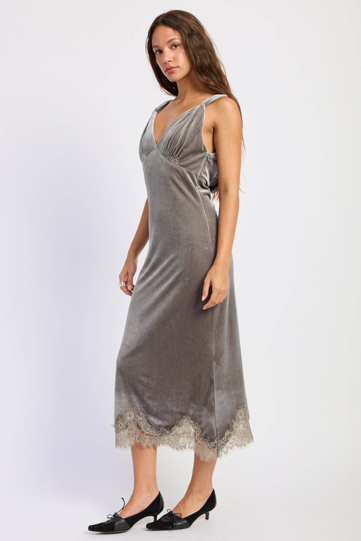 Emory Park Maeve Midi Dress in Grey view 2 - Emory Park Dress Plaid