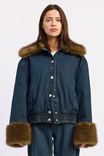 Emory Park Mavi Denim Jacket in Dark Denim Blue - Mavi Denim Jacket Women'S (top)