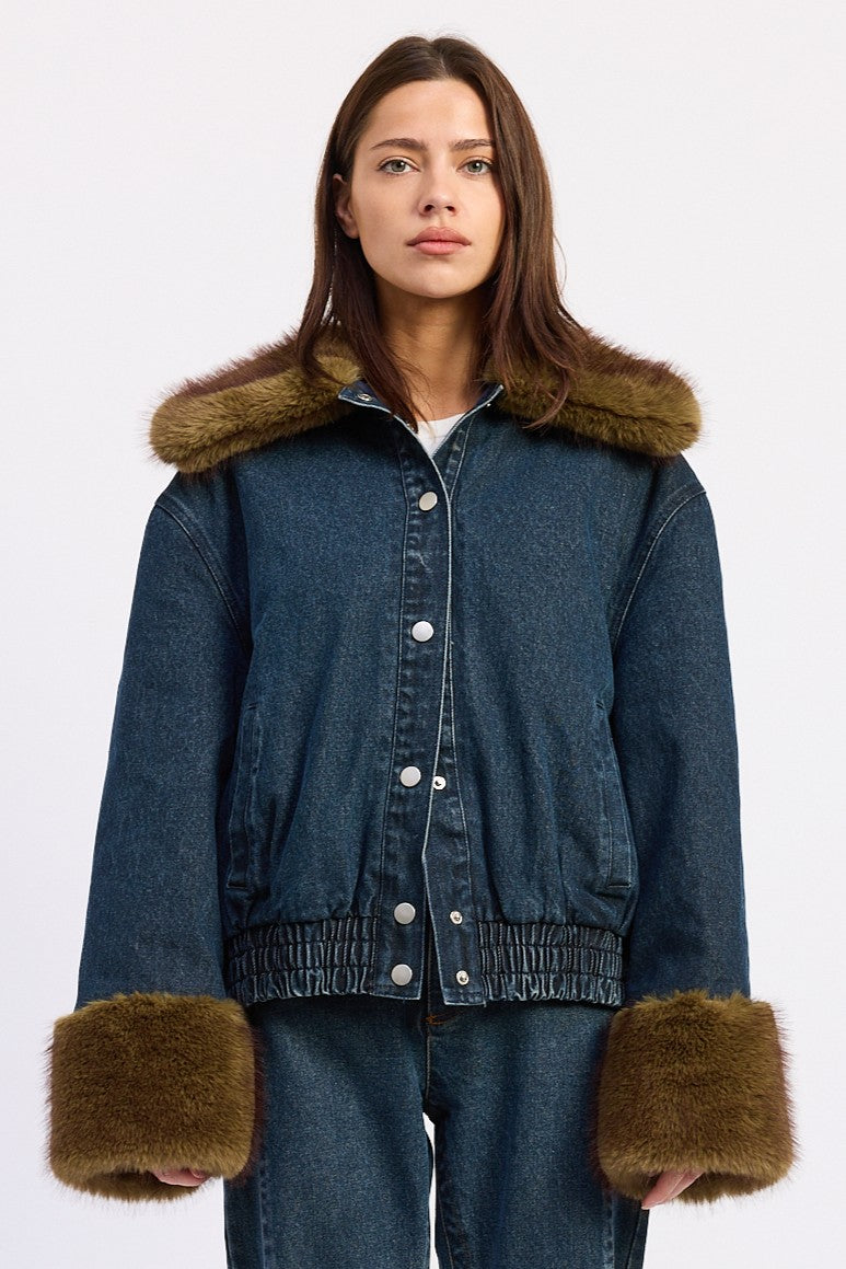 Emory Park Mavi Denim Jacket in Dark Denim Blue - Mavi Denim Jacket Women'S (top)