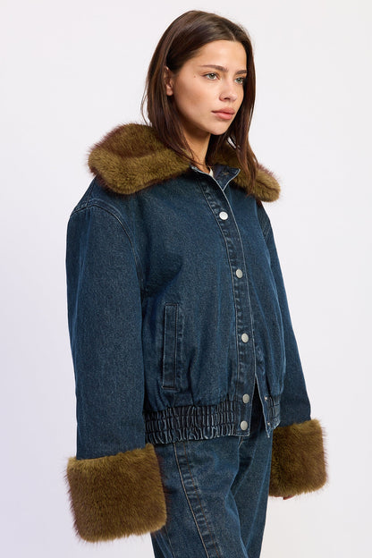 Emory Park Mavi Denim Jacket in Dark Denim Blue view 2 - Mavi Denim Jacket Women'S (top)