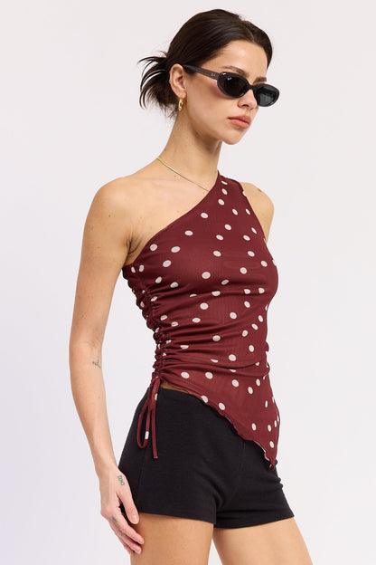 Emory Park Maya Top in Maroon Polka Dot view 2 - Maya Top Gun